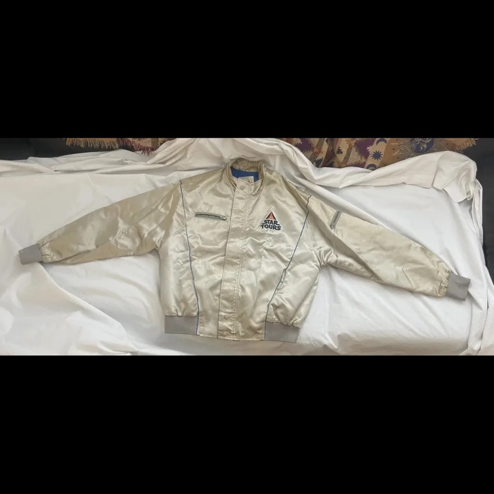 Star Wars Star Tours Disney Jacket Vintage 80s Grand Opening Satin Mens Large